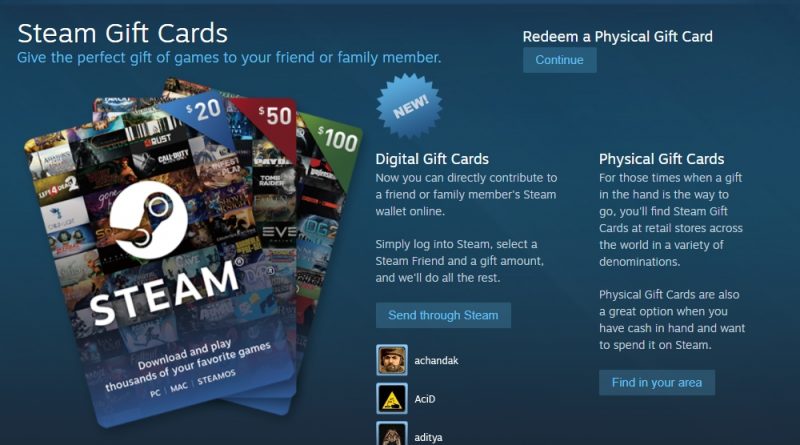 Steam Digital Gift Cards